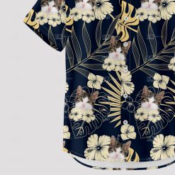 Custom black cat Hawaiian shirt with unique cat face print design
