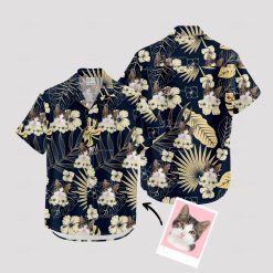Custom black cat Hawaiian shirt with unique cat face print design
