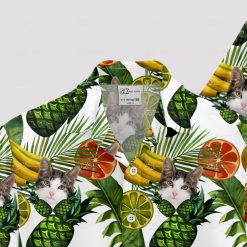 Custom cat print Hawaiian shirt with playful cat faces for vacations