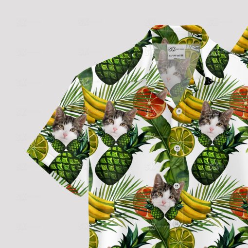 Custom cat print Hawaiian shirt with playful cat faces for vacations