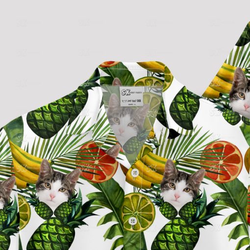 Custom cat print Hawaiian shirt with playful cat faces for vacations