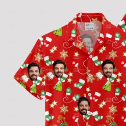 Men's Christmas Hawaiian shirt with festive Santa and tropical design