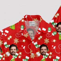 Men's Christmas Hawaiian shirt with festive Santa and tropical design