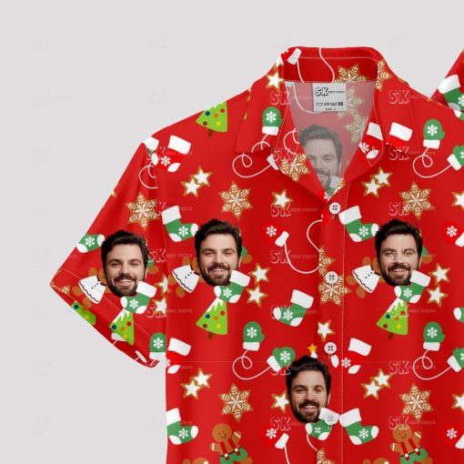 Men's Christmas Hawaiian shirt with festive Santa and tropical design