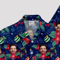 Men's Christmas Hawaiian shirt with festive Santa and holiday patterns