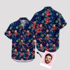 Men's Christmas Hawaiian shirt with festive Santa and holiday patterns