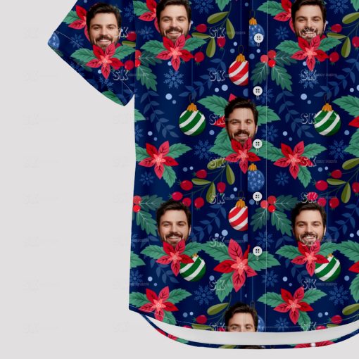 Men's Christmas Hawaiian shirt with festive Santa and holiday patterns