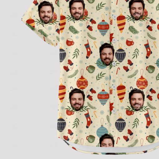 Men’s Christmas Hawaiian shirt with festive tropical print