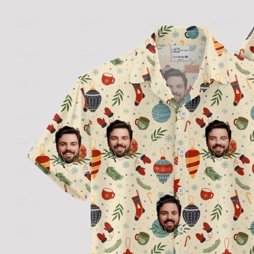 Men’s Christmas Hawaiian shirt with festive tropical print