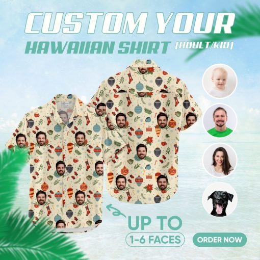 Men’s Christmas Hawaiian shirt with festive tropical print