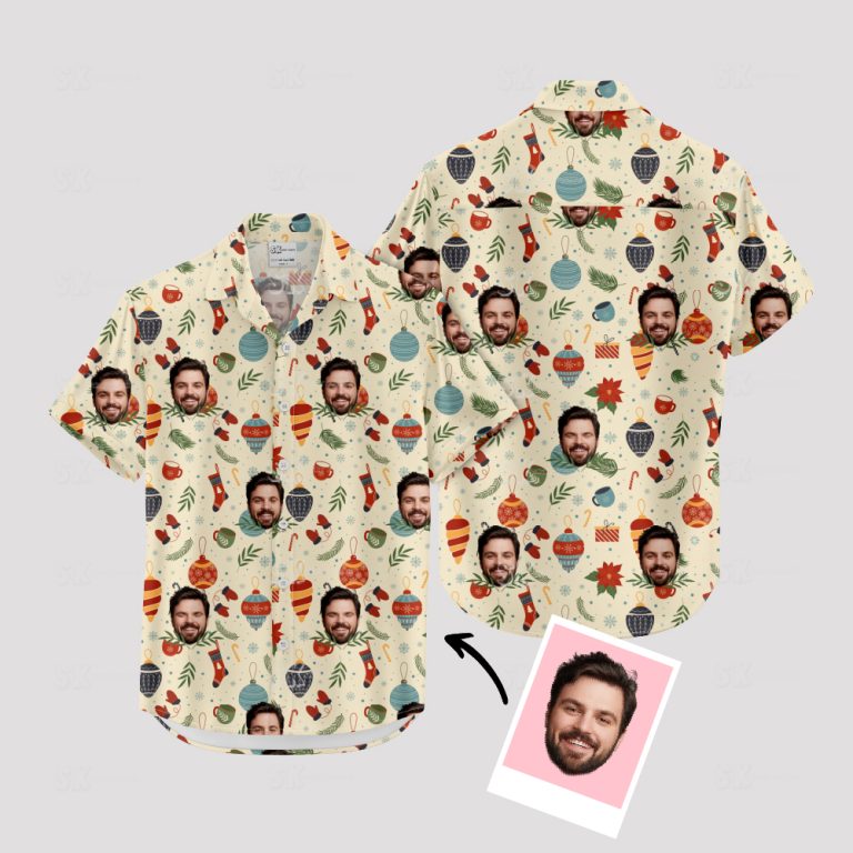 Christmas Hawaiian Shirt Custom Face Print – Tropical Holiday Style