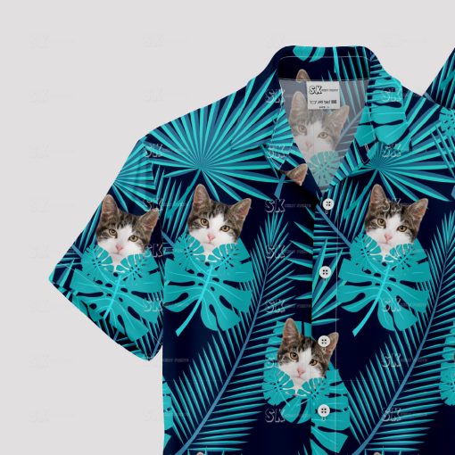Colorful custom Hawaiian shirt with cat face print