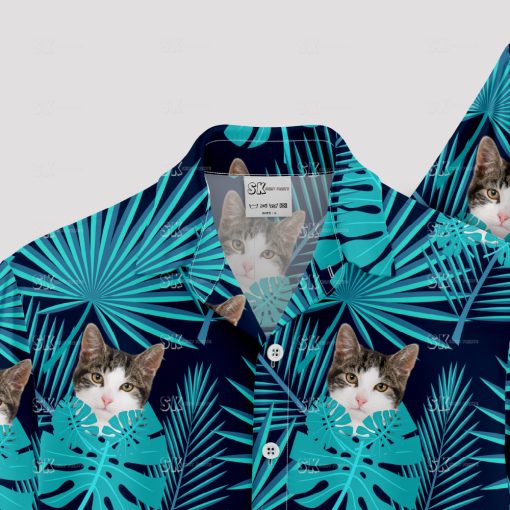 Colorful custom Hawaiian shirt with cat face print