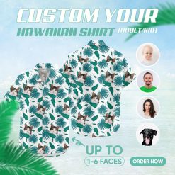 Custom cat Hawaiian shirt with unique cat face design for vacations