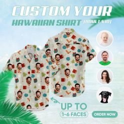 funny christmas hawaiian shirt with festive holiday designs