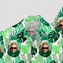 women's Hawaiian shirt with tropical print and custom face design