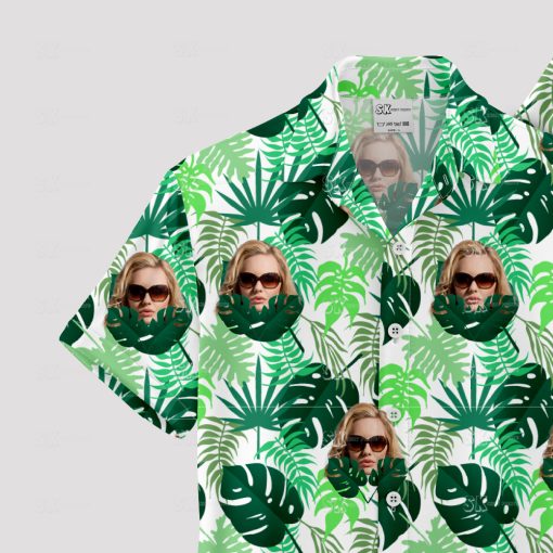 women's Hawaiian shirt with tropical print and custom face design