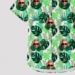 women's Hawaiian shirt with tropical print and custom face design
