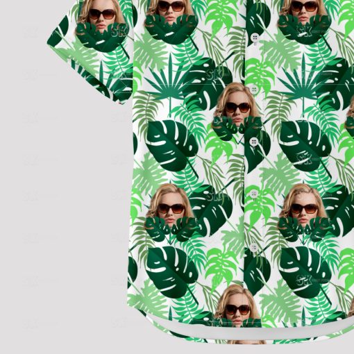 women's Hawaiian shirt with tropical print and custom face design