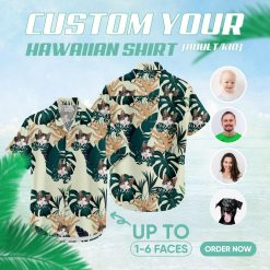 Custom cat face Hawaiian shirt for men and women beachwear