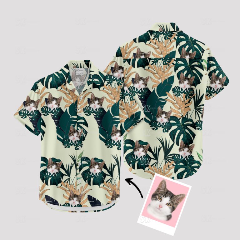 Hawaiian Shirt Cat Face Custom Photo Print Vacation Beach Tropical Shirt