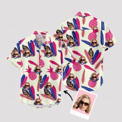 Hawaiian shirt for women with custom face print, tropical style