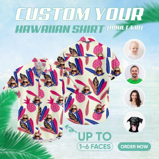 Hawaiian shirt for women with custom face print, tropical style
