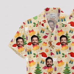 Colorful Hawaiian style Christmas shirt with festive holiday patterns