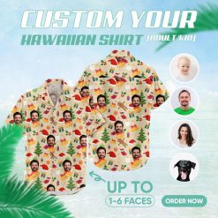 Colorful Hawaiian style Christmas shirt with festive holiday patterns