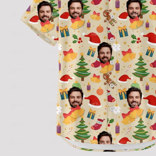 Colorful Hawaiian style Christmas shirt with festive holiday patterns