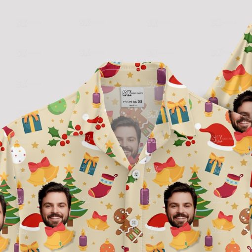 Colorful Hawaiian style Christmas shirt with festive holiday patterns