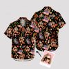 Black Hawaiian shirt for women with decorative face print design