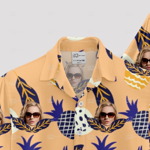 Hawaiian women top with tropical fruits and custom face print