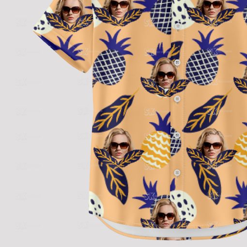 Hawaiian women top with tropical fruits and custom face print