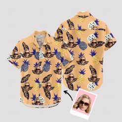 Hawaiian women top with tropical fruits and custom face print