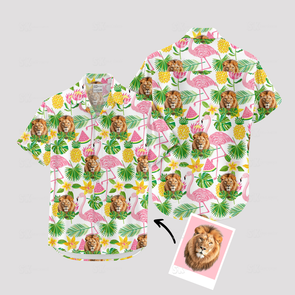 Lion Hawaiian Shirt - Bold Lion Print Tropical Shirt for Summer