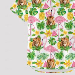 White lion Hawaiian shirt featuring vibrant lion print design