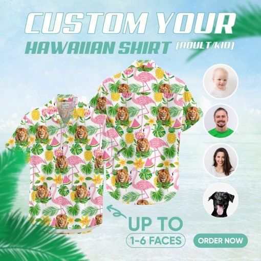 White lion Hawaiian shirt featuring vibrant lion print design