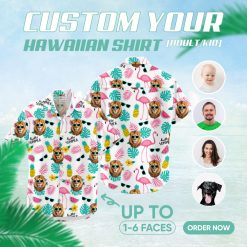 Mens lion king hawaiian shirt with white tropical lion print