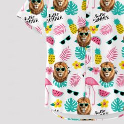 Mens lion king hawaiian shirt with white tropical lion print