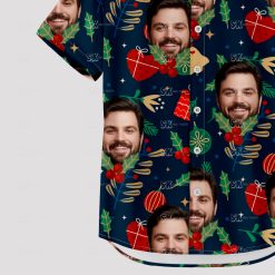 Men's black Christmas Hawaiian shirt with festive holiday design