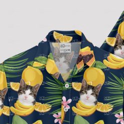 Custom mens Hawaiian shirt with cat face print, perfect for vacations