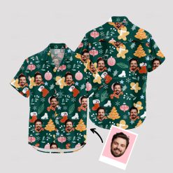 Mens tropical christmas shirt with santa in hawaiian theme