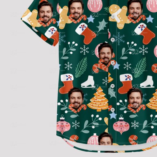 Mens tropical christmas shirt with santa in hawaiian theme