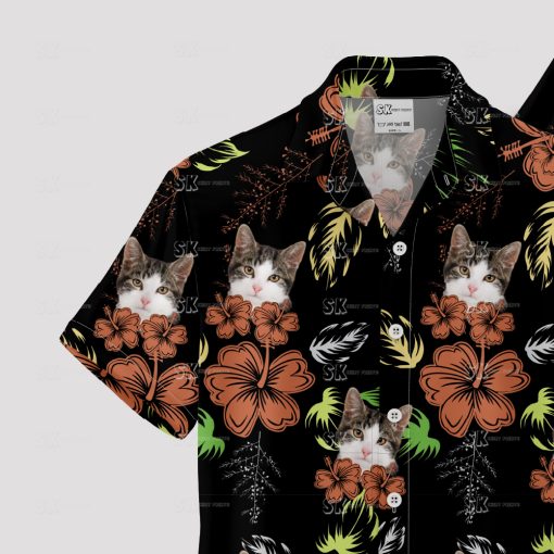 Custom cat hawaiian shirt with unique cat face print for vacations