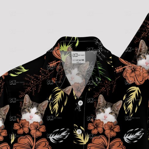 Custom cat hawaiian shirt with unique cat face print for vacations