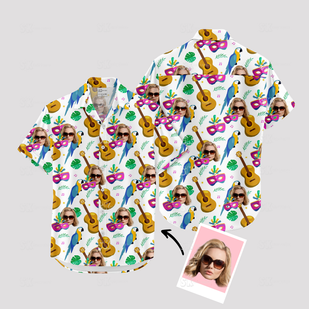 Womens Plus Size Hawaiian Shirts with Face Print – Trendy Tropical Tops
