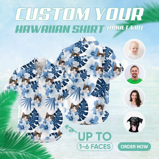 Custom taco cat Hawaiian shirt with cat face print for vacations