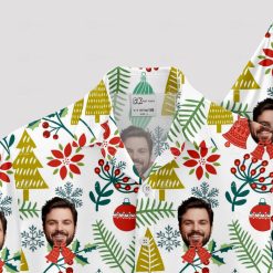 Tropical Christmas shirt with surfing Santa in Hawaiian theme
