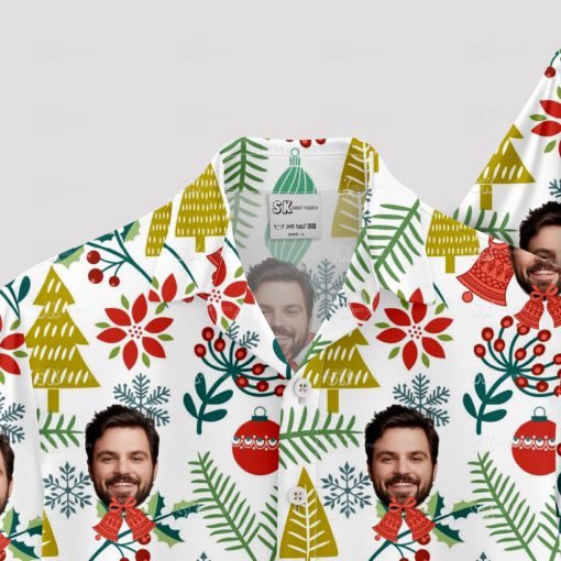 Tropical Christmas shirt with surfing Santa in Hawaiian theme